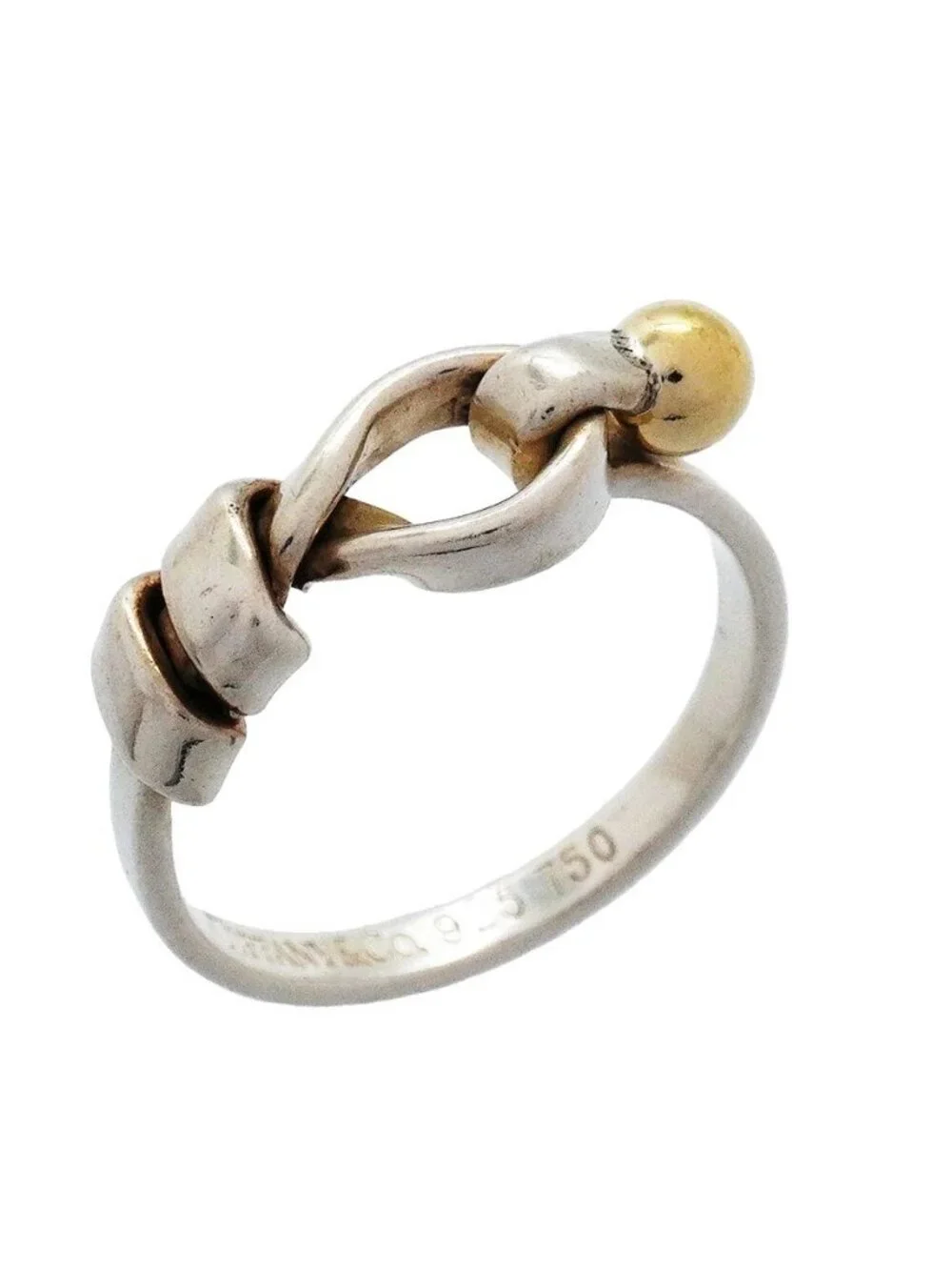 Tiffany & Co Ring Hook Eye 18k Yellow Gold 925 Sterling Silver